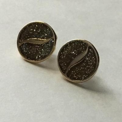 Gold tone fashion sparkle round earrings