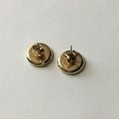 Gold tone fashion sparkle round earrings