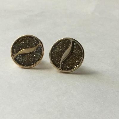 Gold tone fashion sparkle round earrings