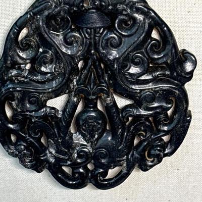 Carved Tibetan black protective stone pendant