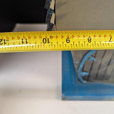 Metal Birdhouse On Wood Base