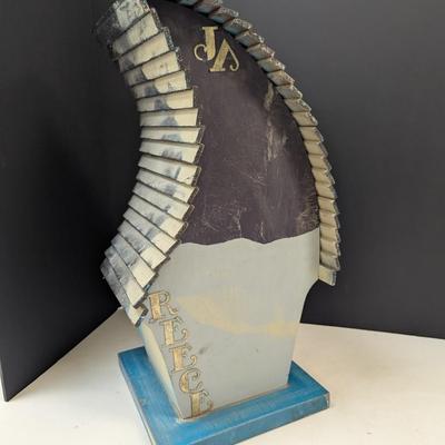 Metal Birdhouse On Wood Base