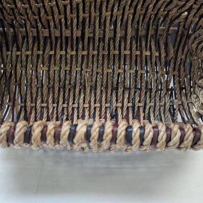 Woven Basket w/ Wood Handled Basket #1
