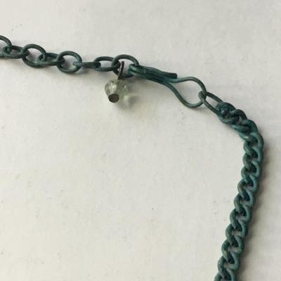 Vintage copper colored metal circle linked bead necklace and earrings set