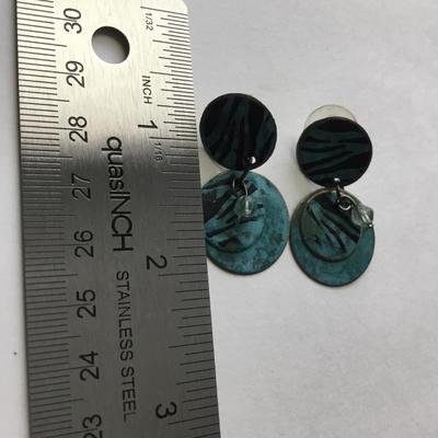 Vintage copper colored metal circle linked bead necklace and earrings set