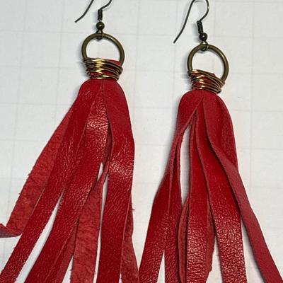 Earrings with leather embellishments