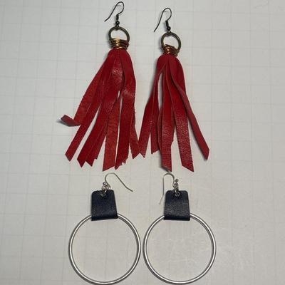 Earrings with leather embellishments