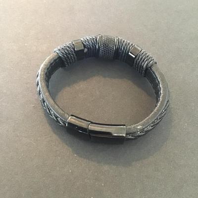 Sale Photo Thumbnail #241: Leather bracelet with wrapped cords martial style Please see attached pictures