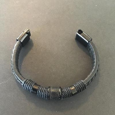 Sale Photo Thumbnail #243: Leather bracelet with wrapped cords martial style Please see attached pictures