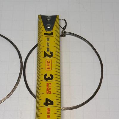 Sterling Silver Hammered Hoop Earrings -Large