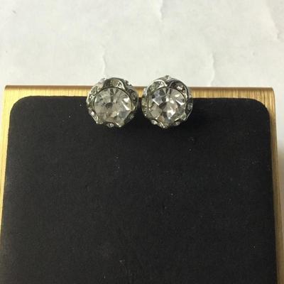Silver toned stud rhinestone earrings