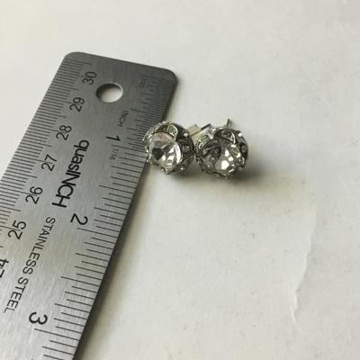 Silver toned stud rhinestone earrings
