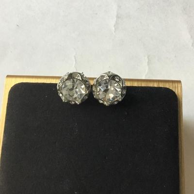 Silver toned stud rhinestone earrings