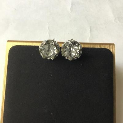 Silver toned stud rhinestone earrings