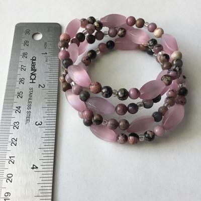 Glass and stone pink locking bracelet