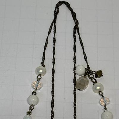 Pearl hoop earrings & necklace