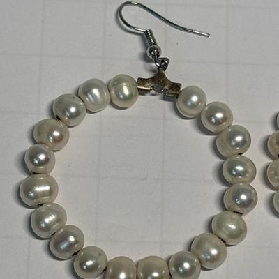 Pearl hoop earrings & necklace