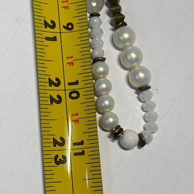 Pearl hoop earrings & necklace