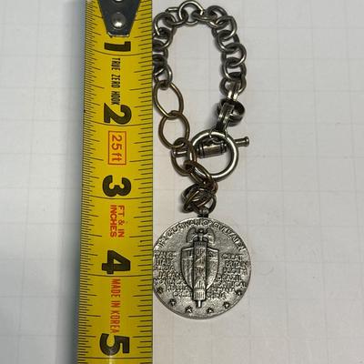 Medallion bracelet & cross earrings