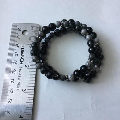 Like Black and snowflake obsidian type wire bracelet