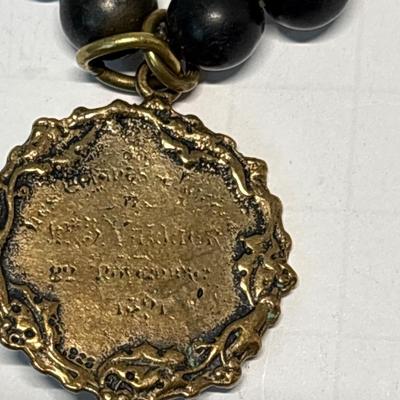 Black bead medallion & Tigers Eye bead stretch bracelets