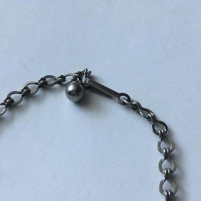 Vintage silver toned metal scale style link necklace