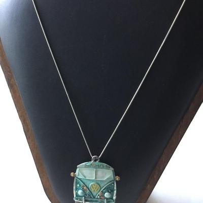 Vintage fashion 925 marked VW van pendant