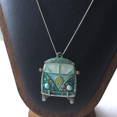 Vintage fashion 925 marked VW van pendant