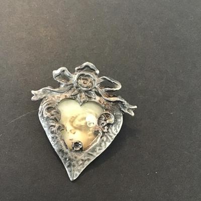 Sale Photo Thumbnail #20: Vintage Victorian Style heart shaped pewter picture frame brooch pin
Please see attached pictures