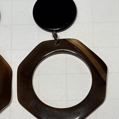 Black/tortoise shell earrings & weathered copper metal earrings