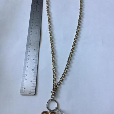 Gold tone heart fashion long necklace