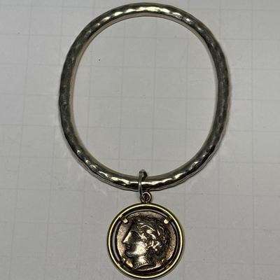 Sterling bracelet (Mex .925) with coin medallion