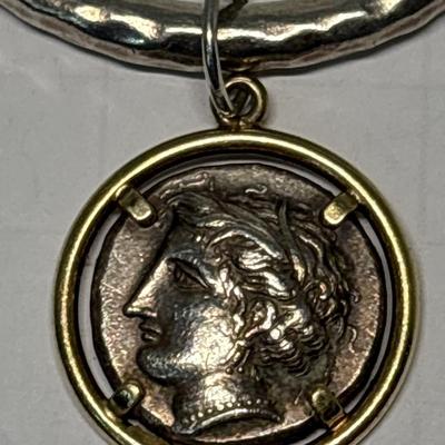 Sterling bracelet (Mex .925) with coin medallion