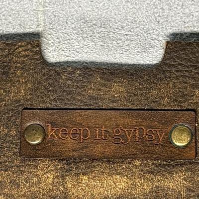 Upcycled leather wallet with LV leather piece