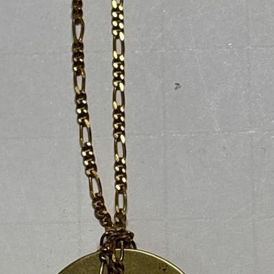 Coin necklace & metal/leather triangle necklace