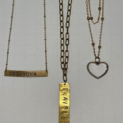 3 gold tone necklaces