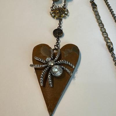 Unique Heart with Spider necklace