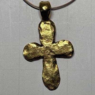 Hammered cross & gold/silver earrings
