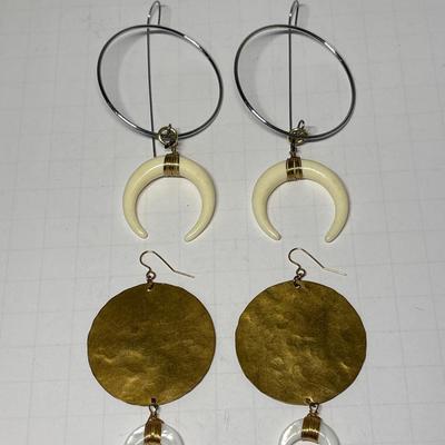 Two pair crescent moon earrings