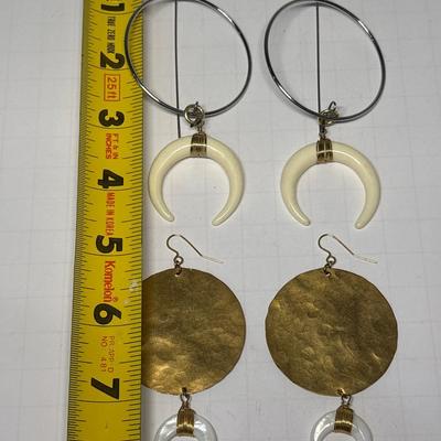 Two pair crescent moon earrings