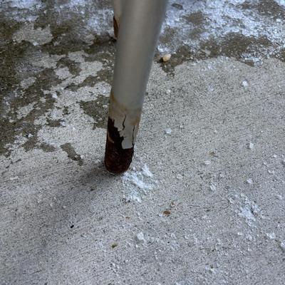 LOT 181: MCM Metal Barstools w/Cutlery Shaped Cutouts - Ready for Upcycling!