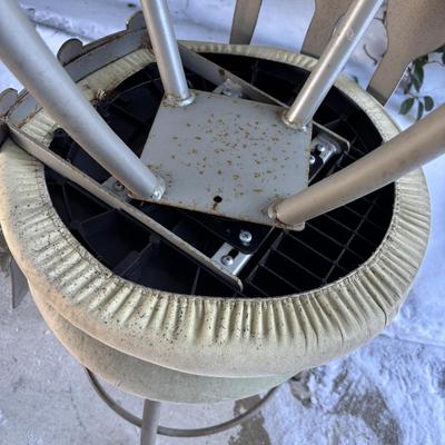 LOT 181: MCM Metal Barstools w/Cutlery Shaped Cutouts - Ready for Upcycling!