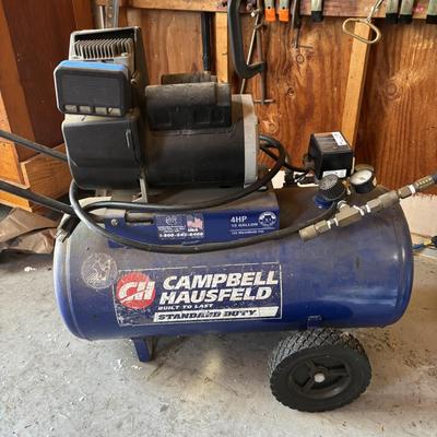 LOT 184: Campbell Hausfeld Air Compressor, Air Hoses & Attachements