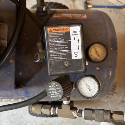 LOT 184: Campbell Hausfeld Air Compressor, Air Hoses & Attachements