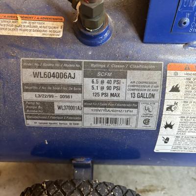 LOT 184: Campbell Hausfeld Air Compressor, Air Hoses & Attachements