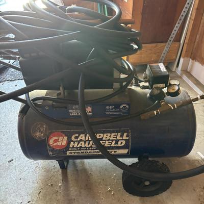 LOT 184: Campbell Hausfeld Air Compressor, Air Hoses & Attachements