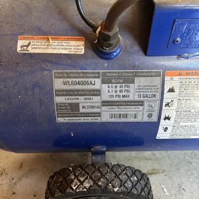 LOT 184: Campbell Hausfeld Air Compressor, Air Hoses & Attachements