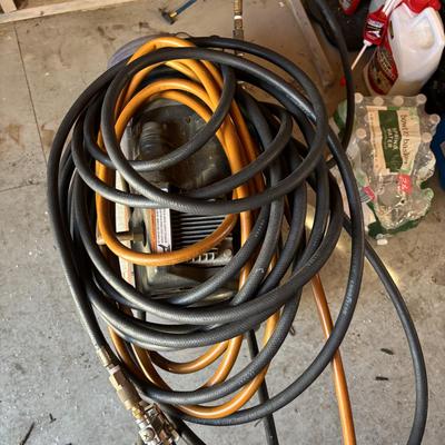 LOT 184: Campbell Hausfeld Air Compressor, Air Hoses & Attachements