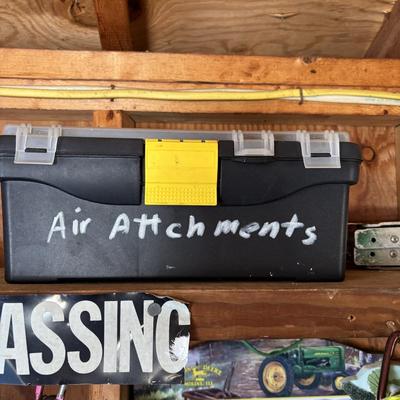 LOT 184: Campbell Hausfeld Air Compressor, Air Hoses & Attachements