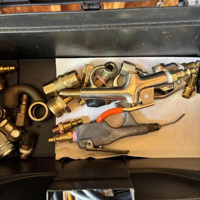 LOT 184: Campbell Hausfeld Air Compressor, Air Hoses & Attachements